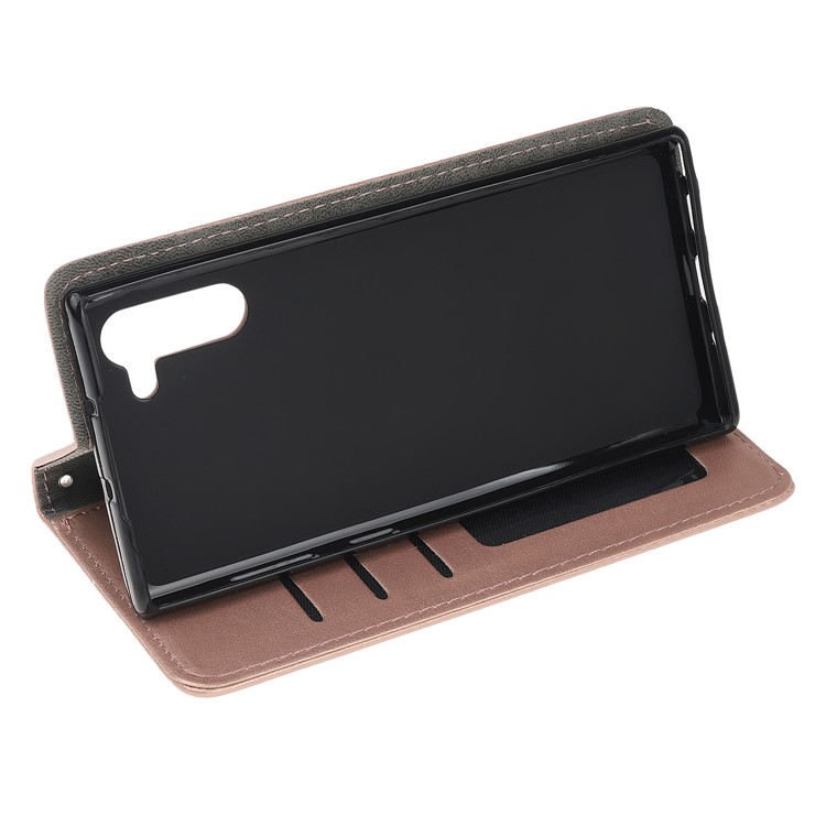Imprint Cat and Fishbone Pattern Leather Wallet Stand Case for Huawei Honor Note 10 - Rose Gold-5