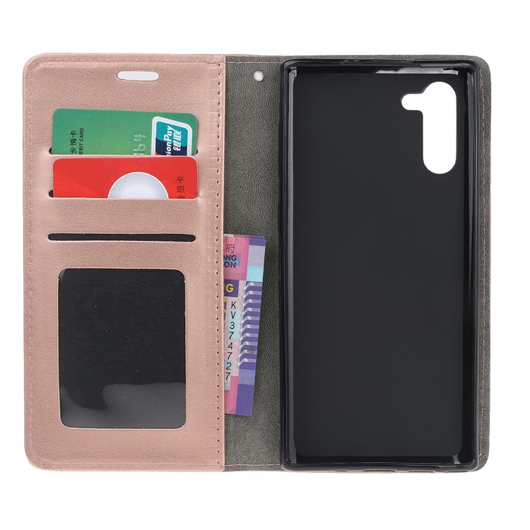 Imprint Cat and Fishbone Pattern Leather Wallet Stand Case for Huawei Honor Note 10 - Rose Gold-6