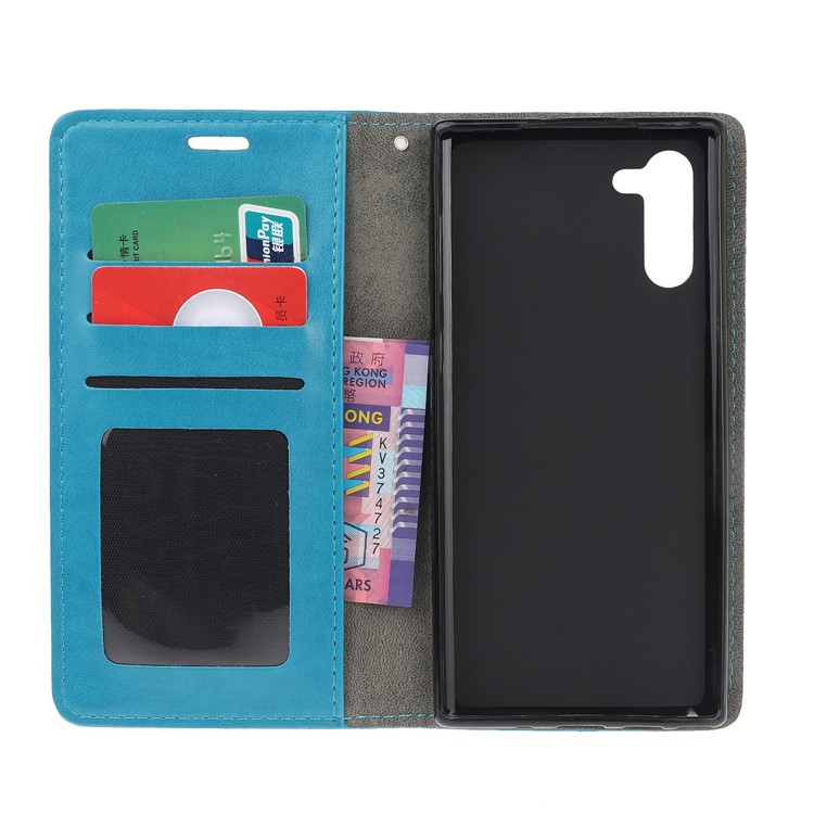 Imprint Cat and Fishbone Pattern Leather Wallet Stand Case for Huawei Honor Note 10 - Baby Blue-5