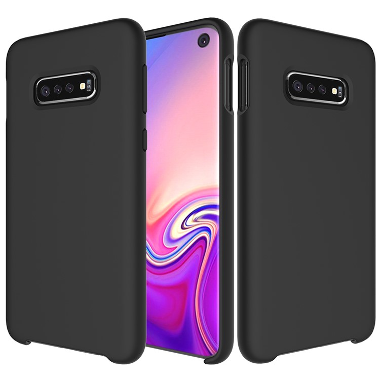 Soft Liquid Silicone Cell Phone Protective Case for Samsung Galaxy S10e - Black-1