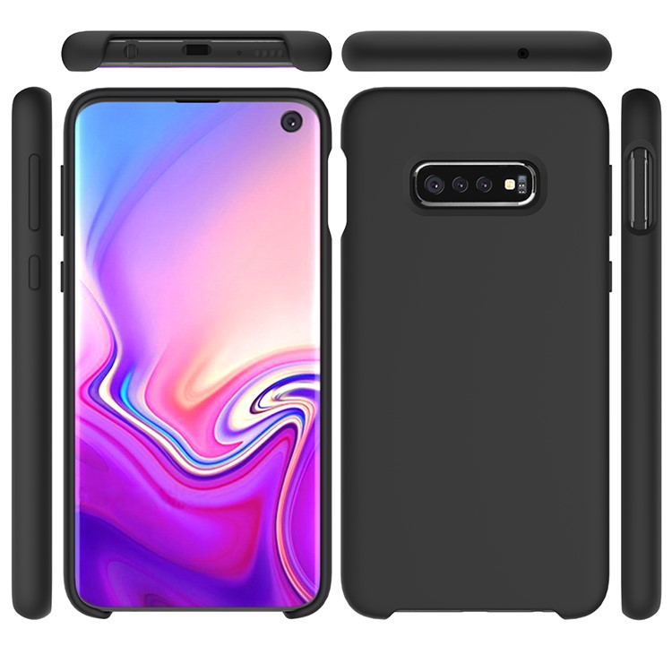 Soft Liquid Silicone Cell Phone Protective Case for Samsung Galaxy S10e - Black-2