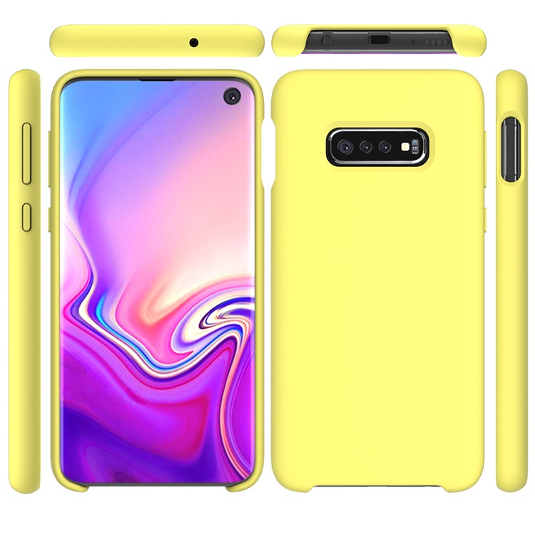 Soft Liquid Silicone Cell Phone Protective Case for Samsung Galaxy S10e - Yellow-2