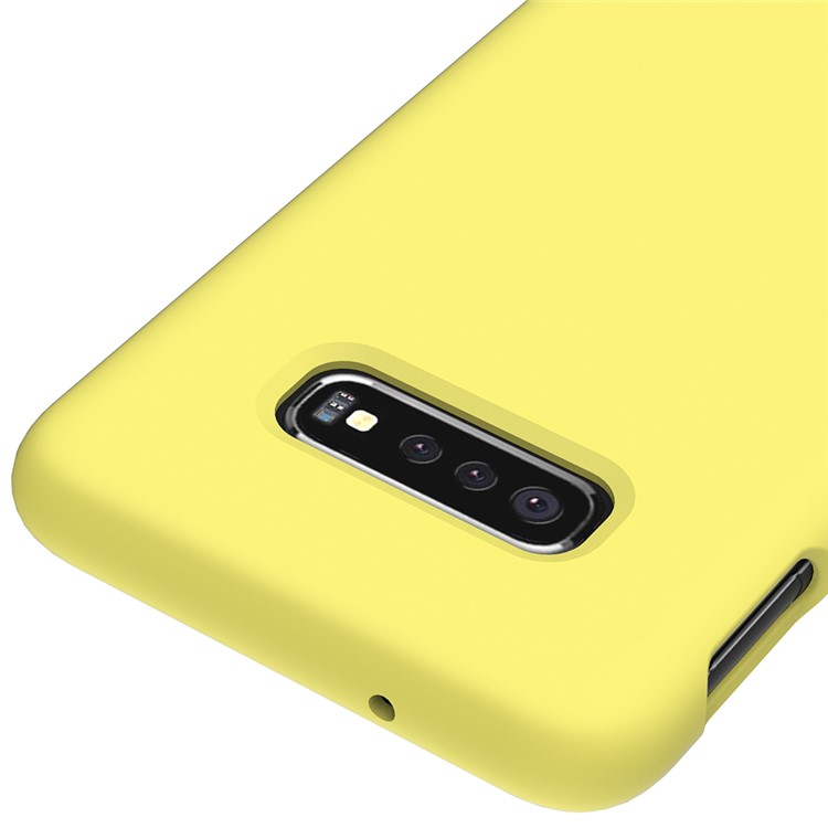Soft Liquid Silicone Cell Phone Protective Case for Samsung Galaxy S10e - Yellow-3