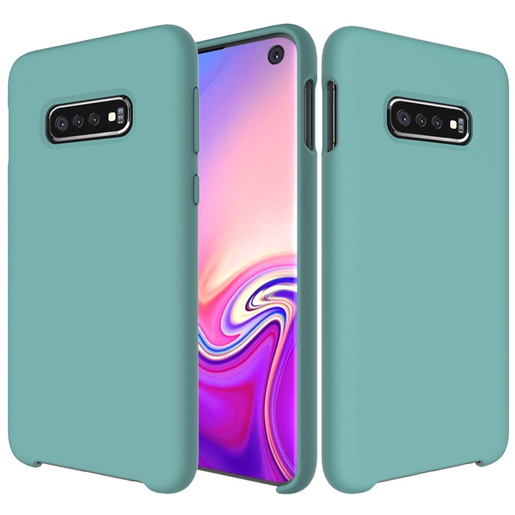 Soft Liquid Silicone Cell Phone Protective Case for Samsung Galaxy S10e - Cyan-1