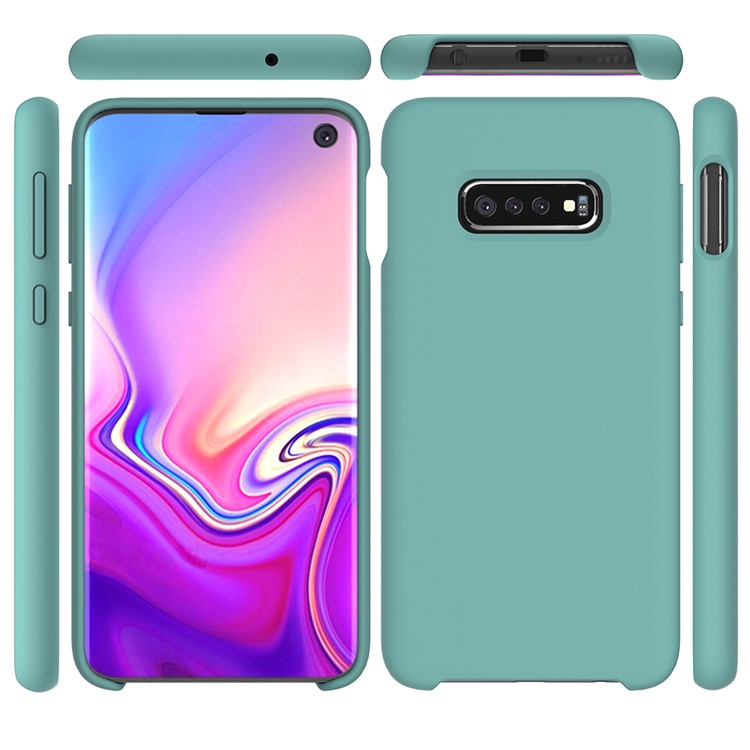 Soft Liquid Silicone Cell Phone Protective Case for Samsung Galaxy S10e - Cyan-2
