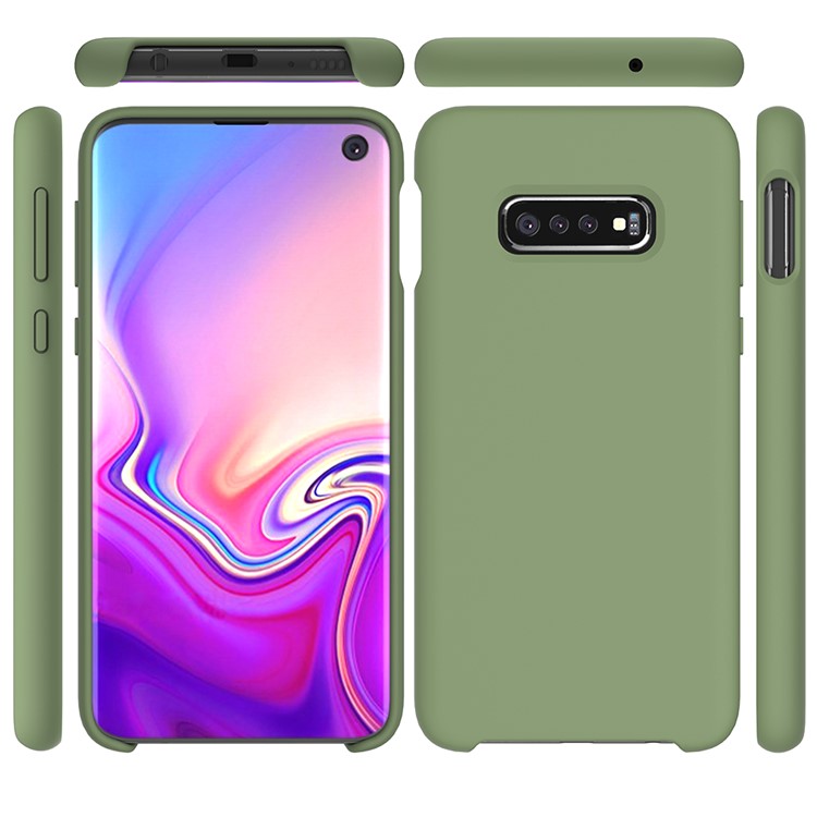 Soft Liquid Silicone Cell Phone Protective Case for Samsung Galaxy S10e - Green-2