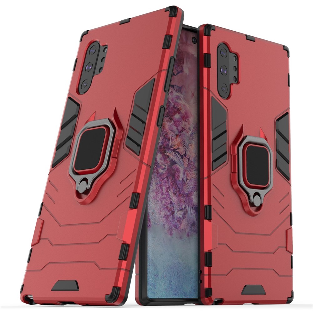 Cool Guard Ring Holder Kickstand PC+TPU Cell Case for Samsung Galaxy Note 10 Plus / 10 Plus 5G - Red-1