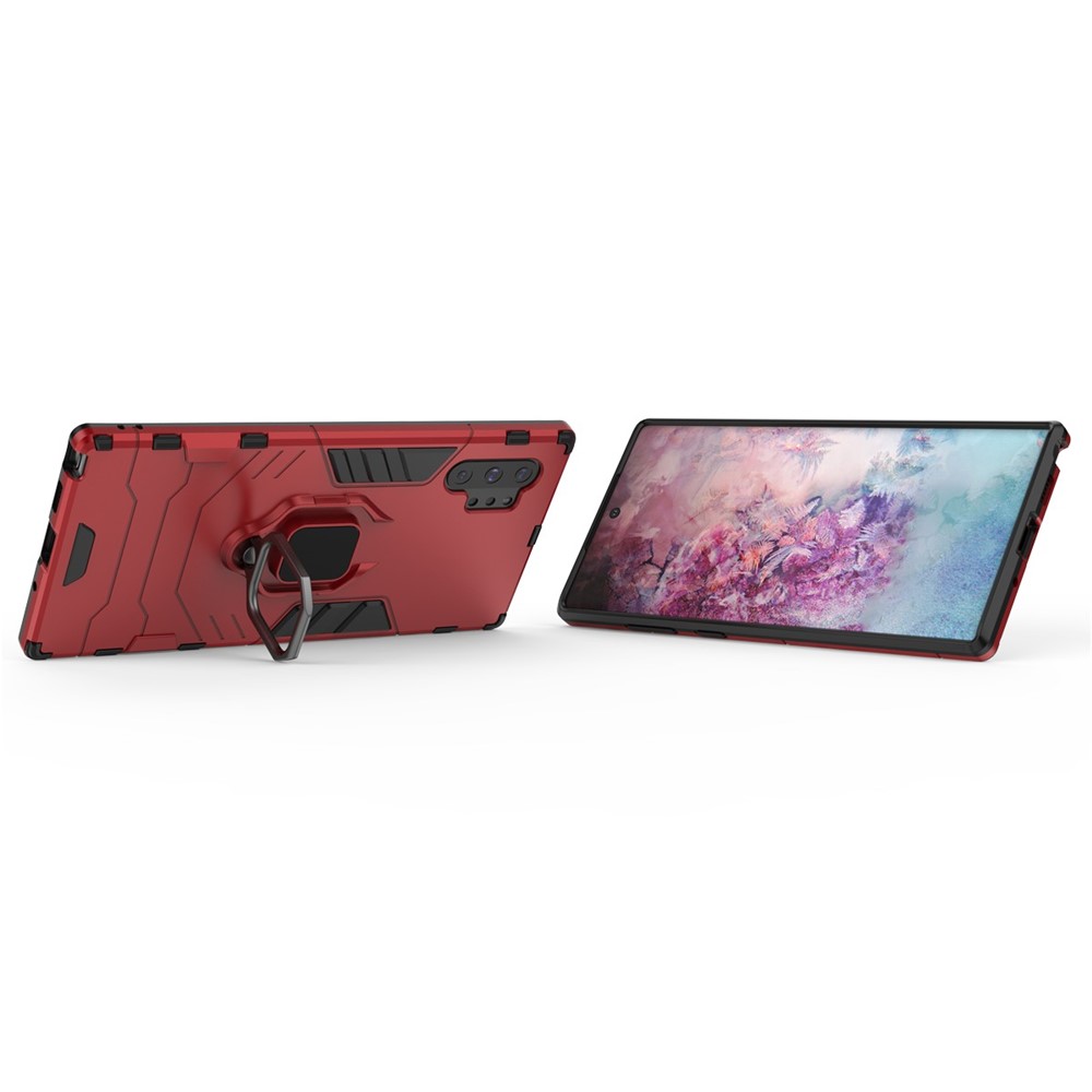 Cool Guard Ring Holder Kickstand pc + Tpu Cell Case Pour Samsung Galaxy Note 10 Plus / 10 Plus 5G - Rouge-5