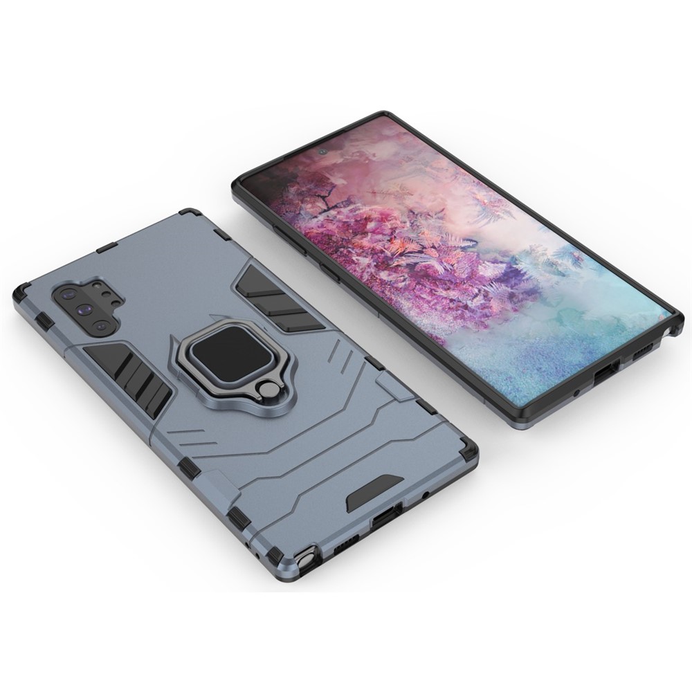 Cool Guard Ring Holder Kickstand PC+TPU Cell Case for Samsung Galaxy Note 10 Plus / 10 Plus 5G - Blue-2