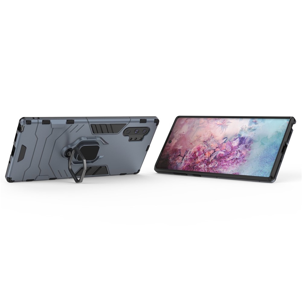 Cool Guard Ring Holder Kickstand PC+TPU Cell Case for Samsung Galaxy Note 10 Plus / 10 Plus 5G - Blue-5