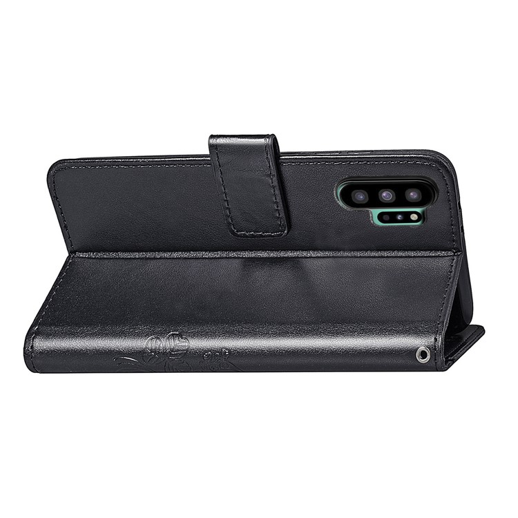 Imprint Clover Style Leather Wallet Phone Shell Cover for Samsung Galaxy Note 10 / Note 10 5G - Panda Plus / 10 Plus 5G - Black-6