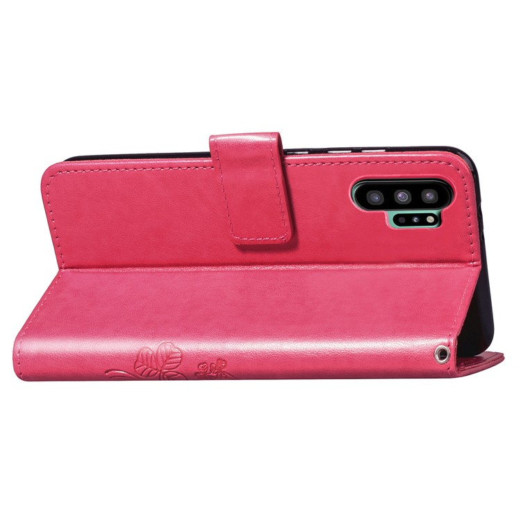 Imprint Clover Style Leather Wallet Phone Shell Cover for Samsung Galaxy Note 10 / Note 10 5G - Panda Plus / 10 Plus 5G - Rose-6