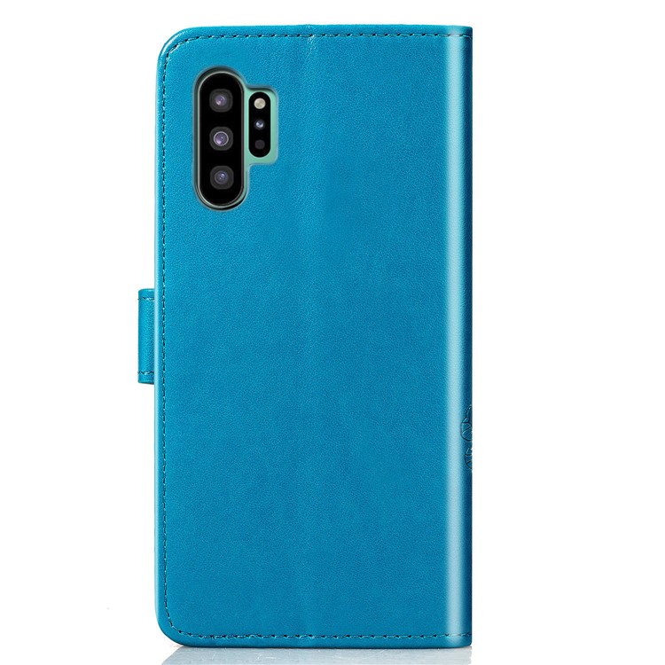 Imprint Clover Style Leather Wallet Phone Shell Cover for Samsung Galaxy Note 10 / Note 10 5G - Panda Plus / 10 Plus 5G - Blue-3