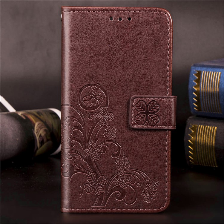 Imprint Clover Style Leather Wallet Phone Shell Cover for Samsung Galaxy Note 10 / Note 10 5G - Panda Plus / 10 Plus 5G - Bluswn-12
