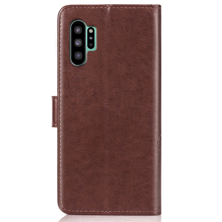 Imprint Clover Style Leather Wallet Phone Shell Cover for Samsung Galaxy Note 10 / Note 10 5G - Panda Plus / 10 Plus 5G - Bluswn-3