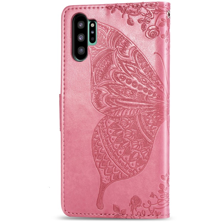 Отпечаток Большая Бабочка Кожаный Кошелек Телефон Оболочки Для Samsung Galaxy Note 10 Pro - Роза-3