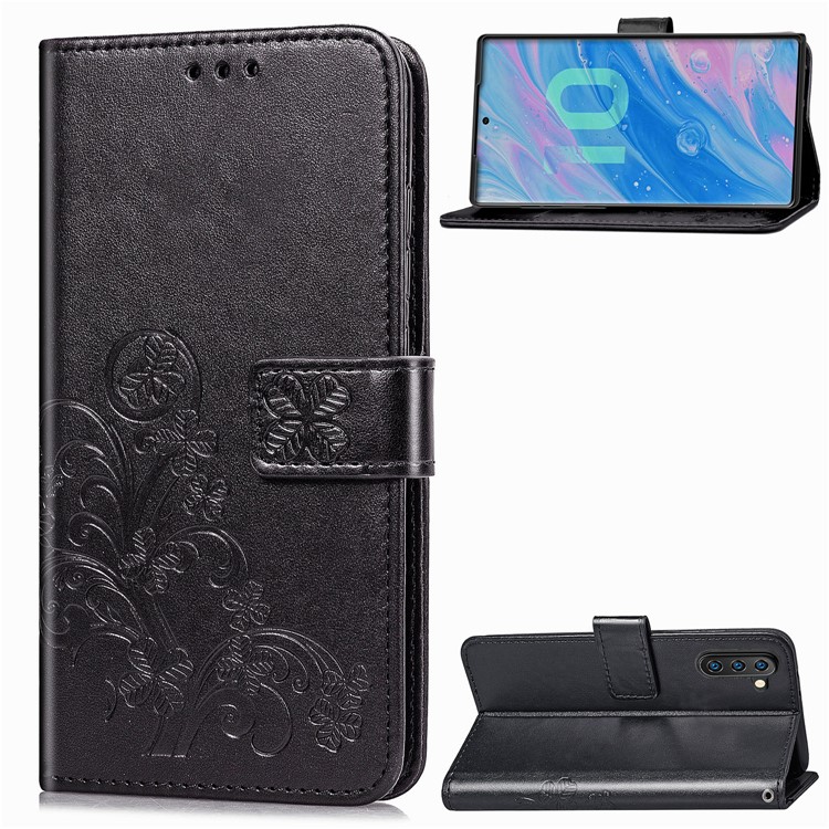 Imprint Clover Style Leather Wallet Cover for Huawei Honor Note 10 - Black-1