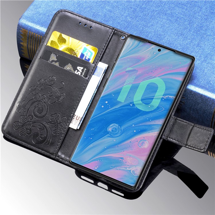 Imprint Clover Style Leather Wallet Cover for Huawei Honor Note 10 - Black-11