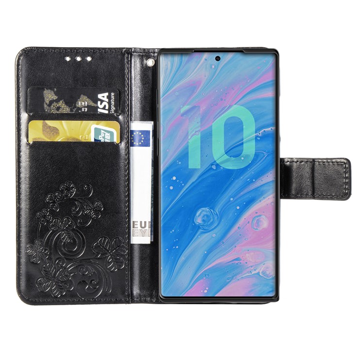 Imprint Clover Style Leather Wallet Cover for Huawei Honor Note 10 - Black-4