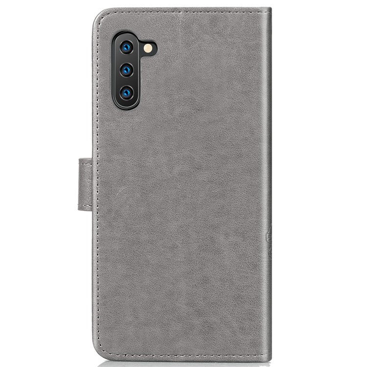 Imprint Clover Style Leather Wallet Cover for Huawei Honor Note 10 - Grey-3