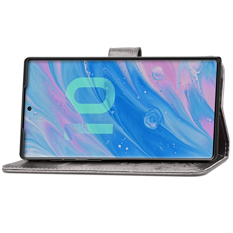 Imprint Clover Style Leather Wallet Cover for Huawei Honor Note 10 - Grey-5