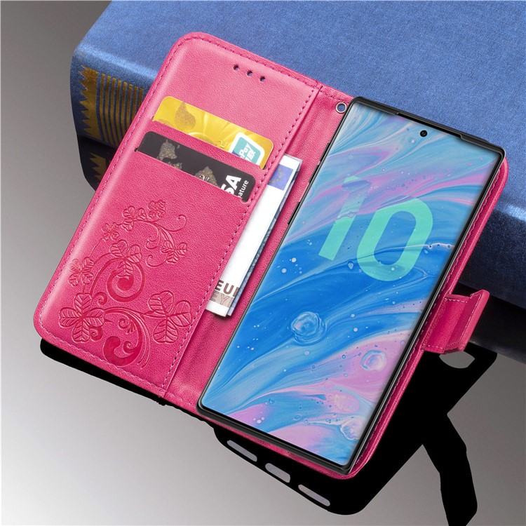 Imprint Clover Style Leather Wallet Cover for Huawei Honor Note 10 - Rose-13