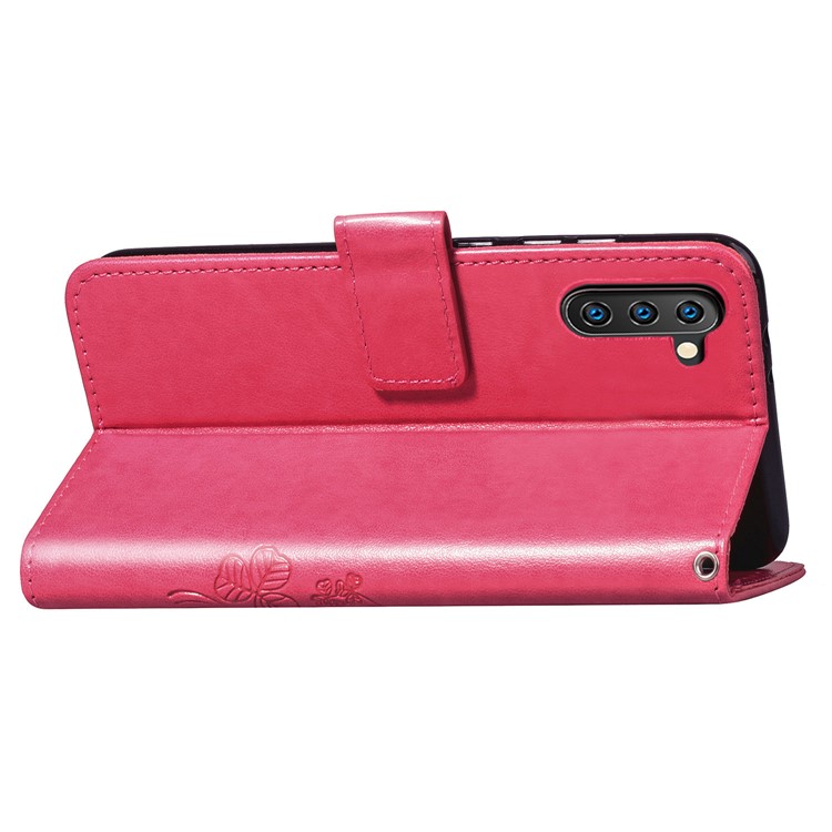 Imprint Clover Style Leather Wallet Cover for Huawei Honor Note 10 - Rose-6