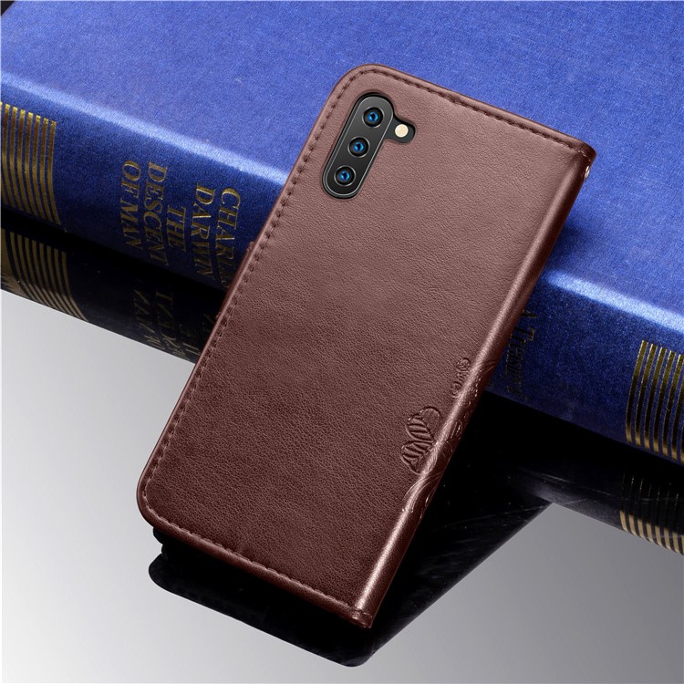 Imprint Clover Style Leather Wallet Cover for Huawei Honor Note 10 - Brown-10
