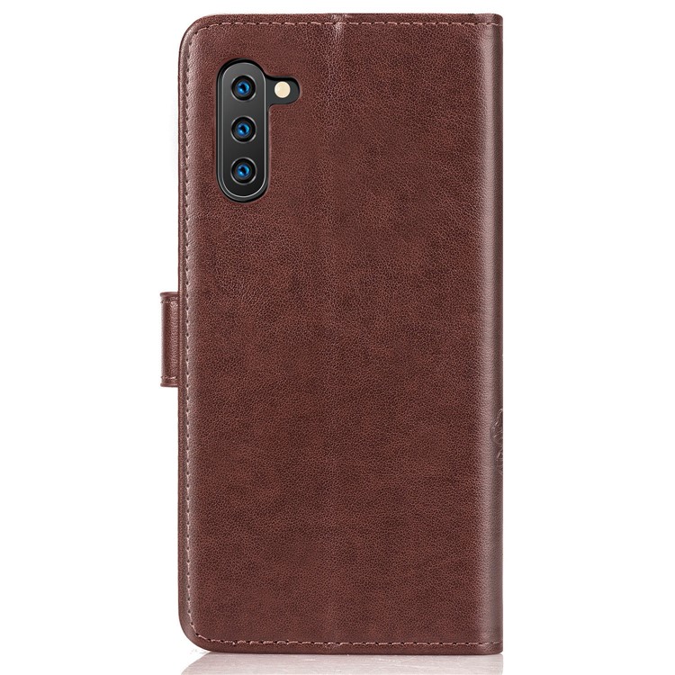 Imprint Clover Style Leather Wallet Cover for Huawei Honor Note 10 - Brown-3