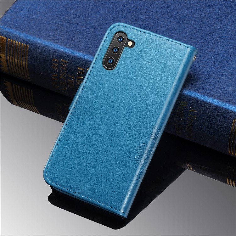 Imprint Clover Style Leather Wallet Cover for Huawei Honor Note 10 - Blue-10