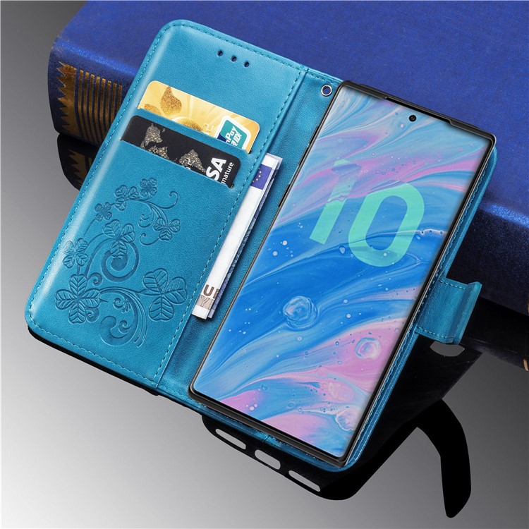 Imprint Clover Style Leather Wallet Cover for Huawei Honor Note 10 - Blue-11