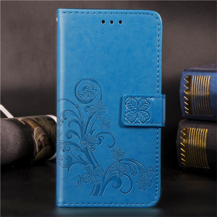 Imprint Clover Style Leather Wallet Cover for Huawei Honor Note 10 - Blue-12