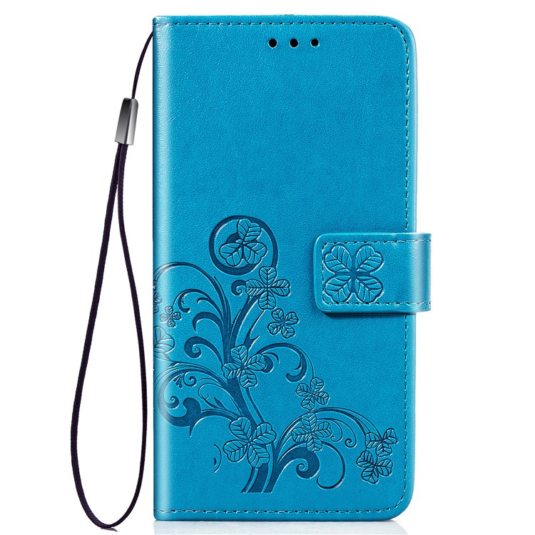 Imprint Clover Style Leather Wallet Cover for Huawei Honor Note 10 - Blue-2