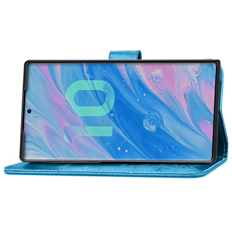 Imprint Clover Style Leather Wallet Cover for Huawei Honor Note 10 - Blue-5