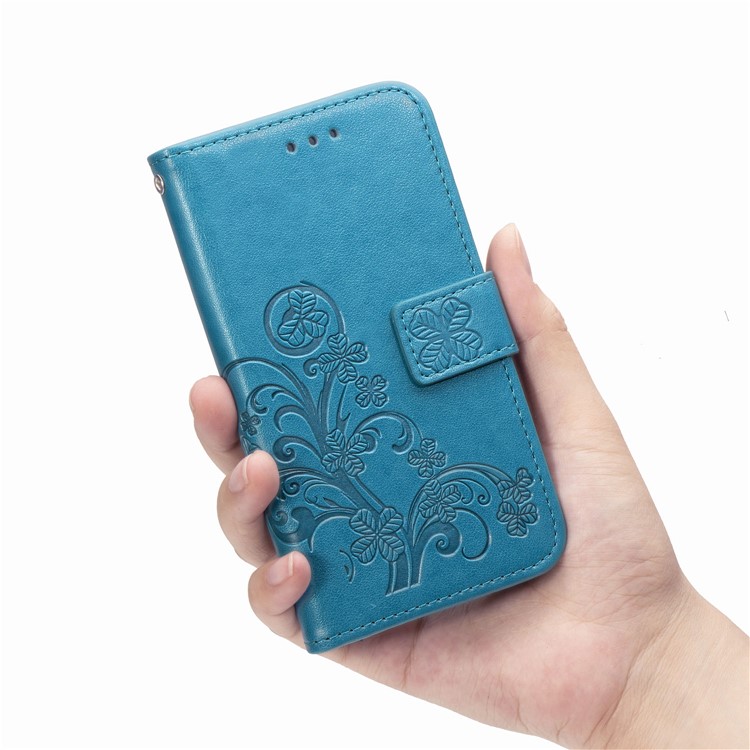 Imprint Clover Style Leather Wallet Cover for Huawei Honor Note 10 - Blue-7