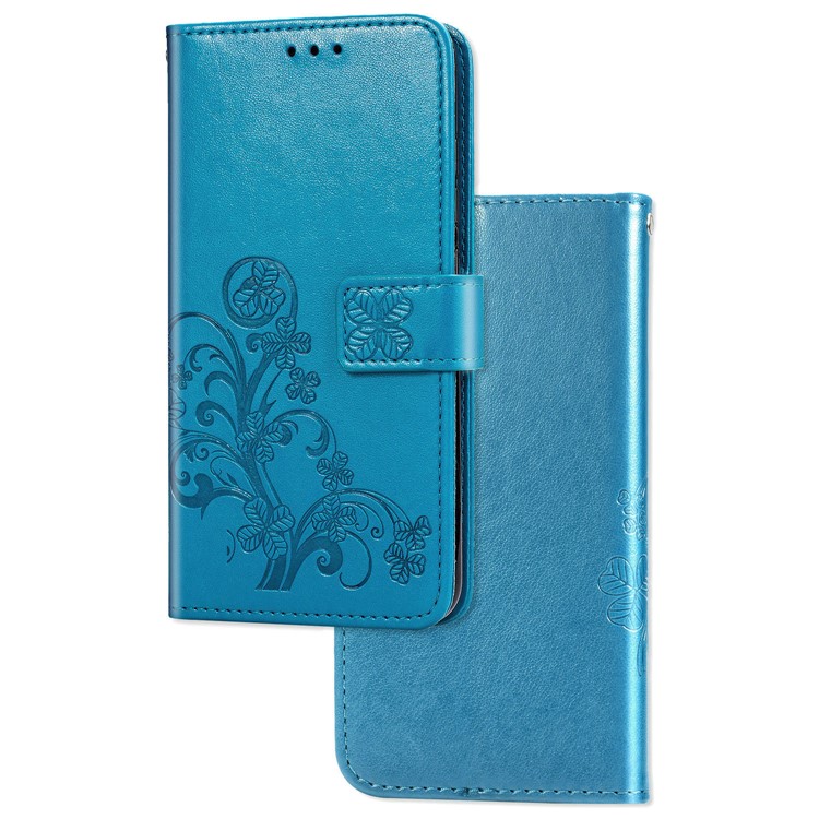 Imprint Clover Style Leather Wallet Cover for Huawei Honor Note 10 - Blue-8
