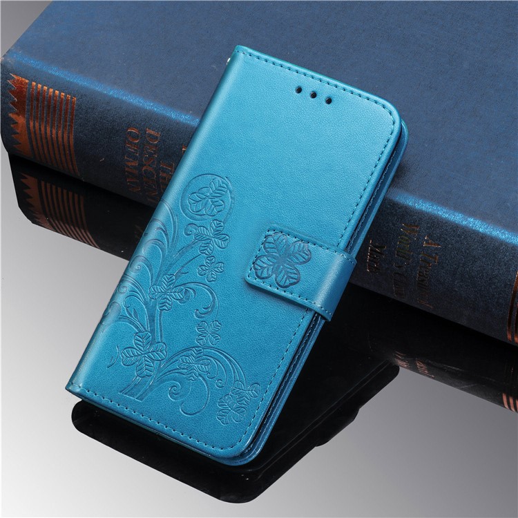 Imprint Clover Style Leather Wallet Cover for Huawei Honor Note 10 - Blue-9