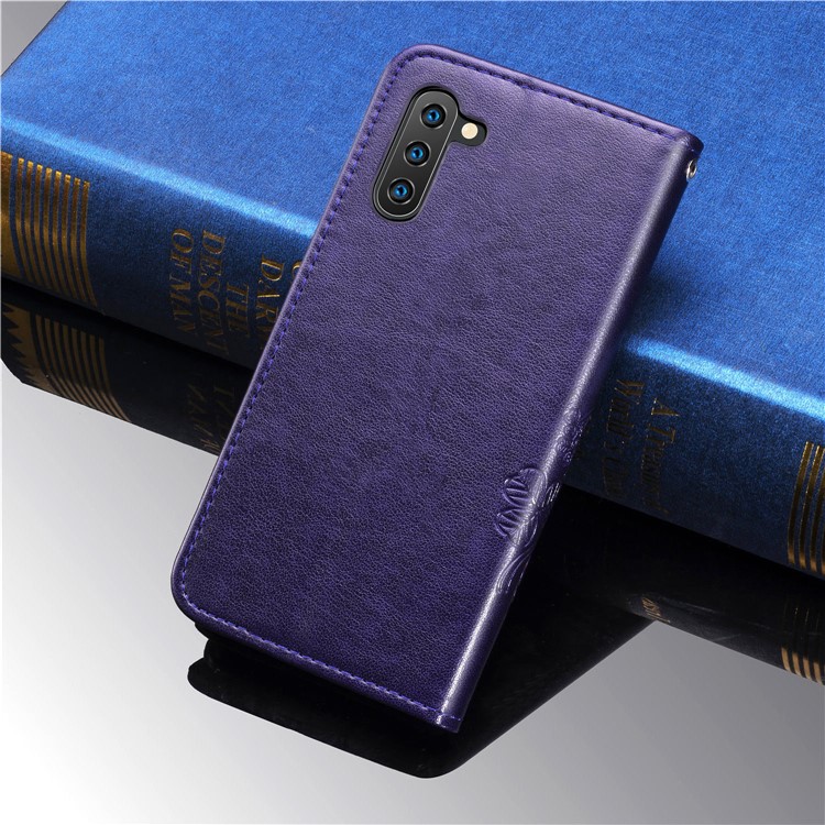 Imprint Clover Style Leather Wallet Cover for Huawei Honor Note 10 - Purple-11