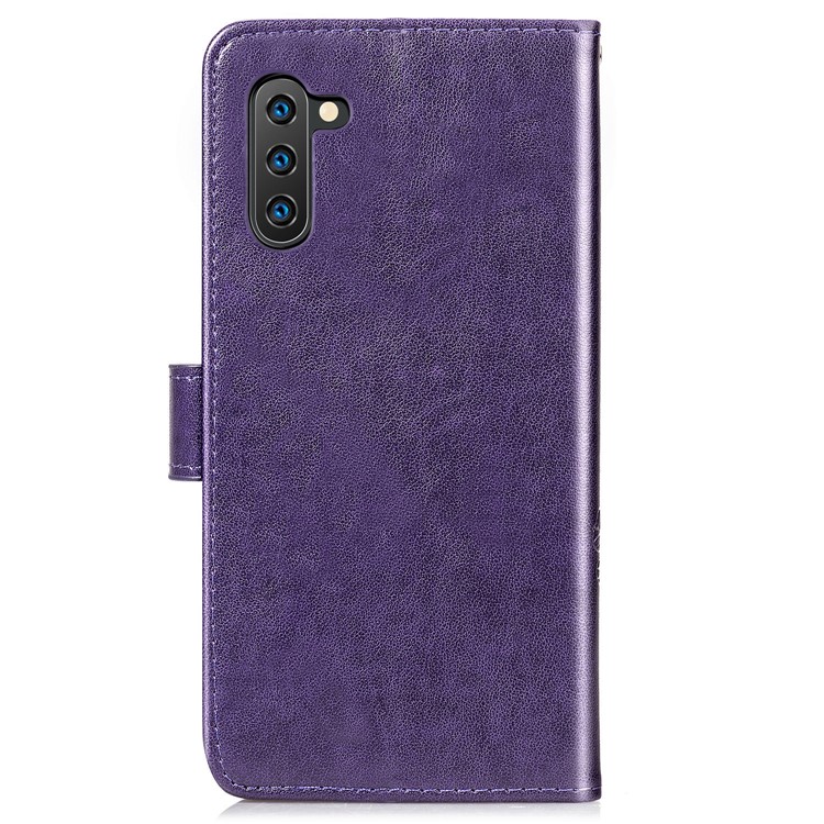 Imprint Clover Style Leather Wallet Cover for Huawei Honor Note 10 - Purple-3