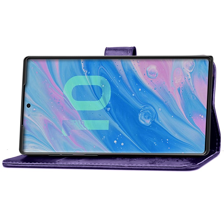 Imprint Clover Style Leather Wallet Cover for Huawei Honor Note 10 - Purple-5