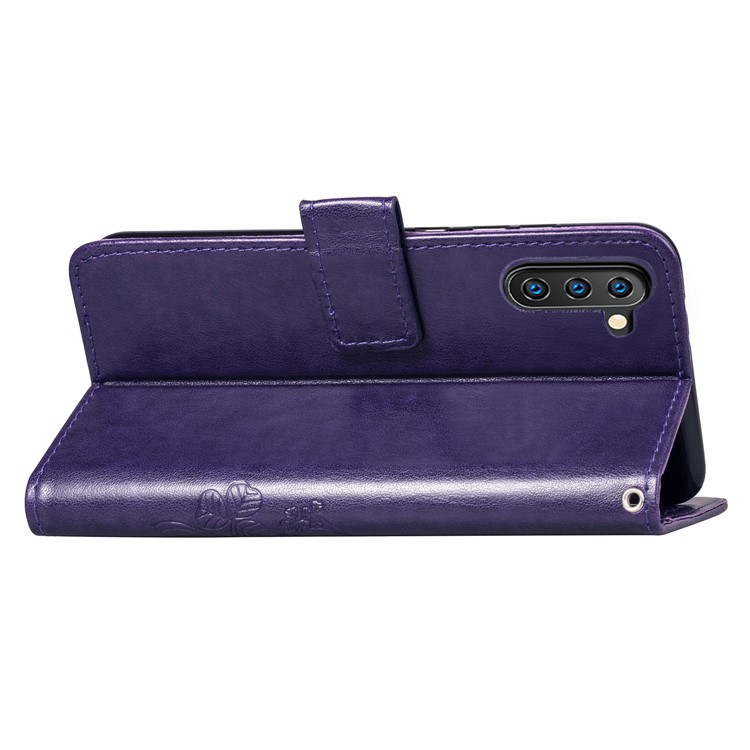 Imprint Clover Style Leather Wallet Cover for Huawei Honor Note 10 - Purple-6