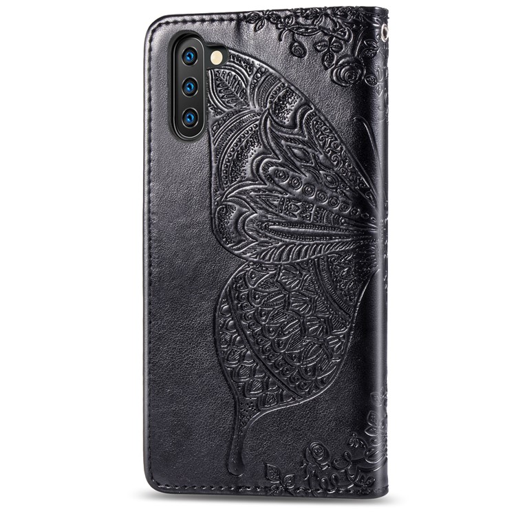 Imprint Butterfly Flip Leather Wallet Phone Shell for Samsung Galaxy Note 10/Note 10 5G - Black-3