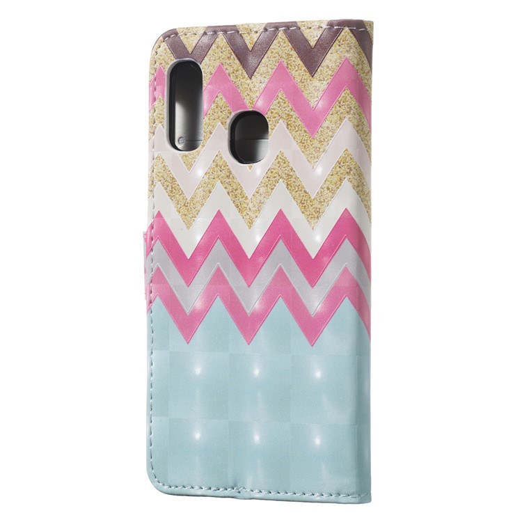 Light Spot Decor Pattern Printing Wallet Stand Leather Smartphone Case for Samsung Galaxy A20e - Colorized Wave-3