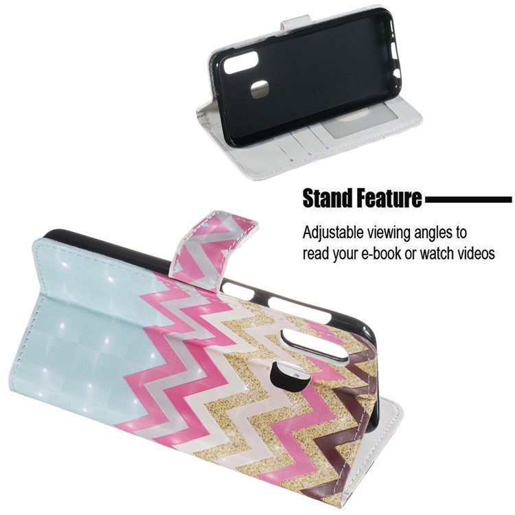 Light Spot Decor Pattern Printing Wallet Stand Leather Smartphone Case for Samsung Galaxy A20e - Colorized Wave-4