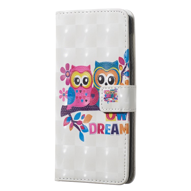 Light Spot Decor Pattern Printing Wallet Stand Leather Smartphone Case for Samsung Galaxy A20e - Two Owls-2