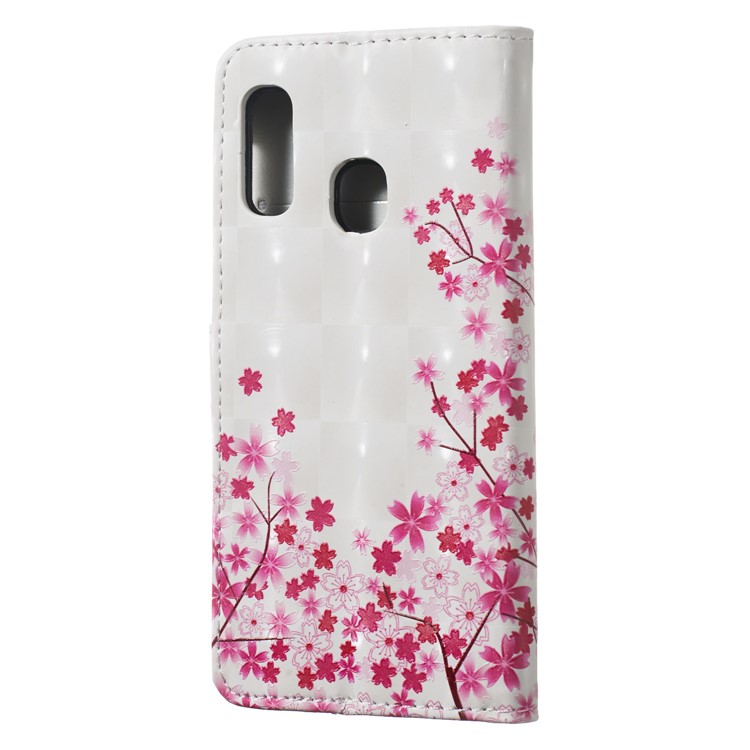 Light Spot Decor Pattern Printing Wallet Stand Leather Smartphone Case for Samsung Galaxy A20e - Pink Flowers-3