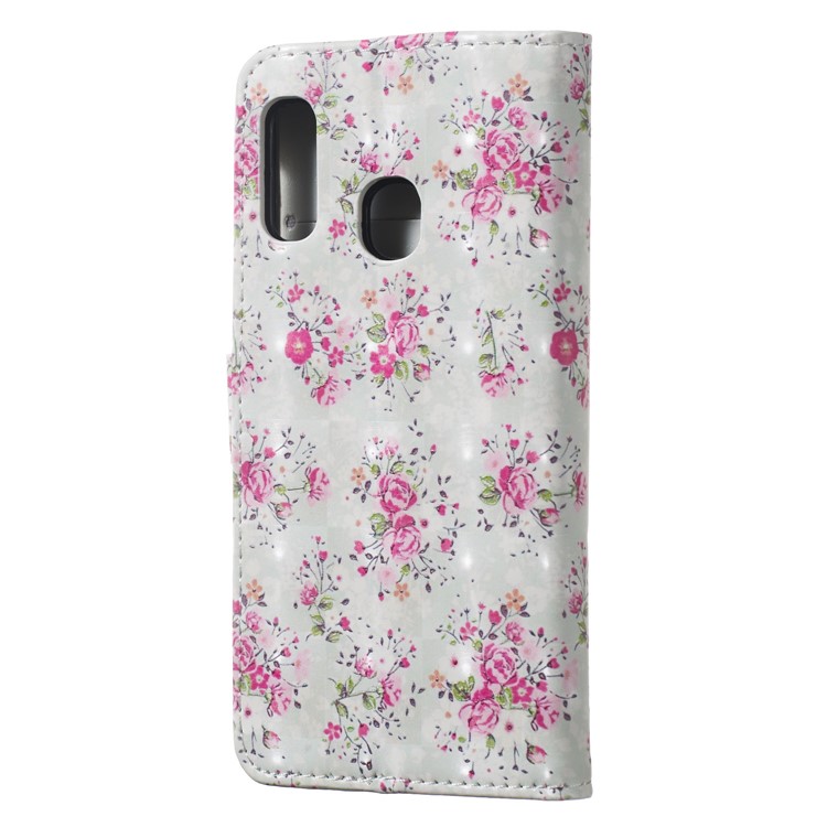 Light Spot Decor Pattern Printing Wallet Stand Leather Smartphone Case for Samsung Galaxy A20e - Pretty Flowers-3