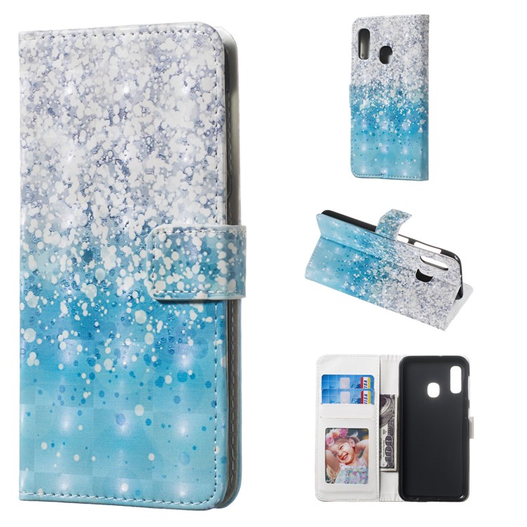 Light Spot Decor Pattern Printing Wallet Stand Leather Smartphone Case for Samsung Galaxy A20e - Blue-1