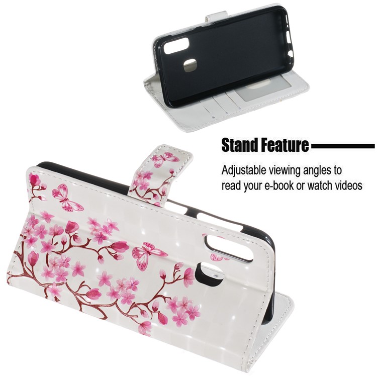 Light Spot Decor Pattern Printing Wallet Stand Leather Smartphone Case for Samsung Galaxy A20e - Butterflies-4
