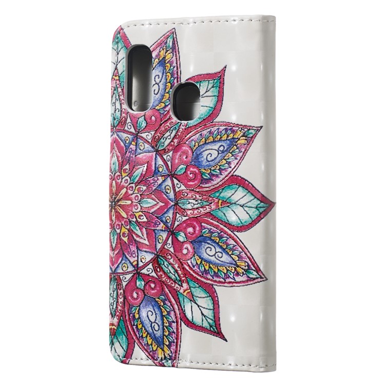 Light Spot Decor Pattern Printing Wallet Stand Leather Smartphone Case for Samsung Galaxy A20e - Mandala Flower-3